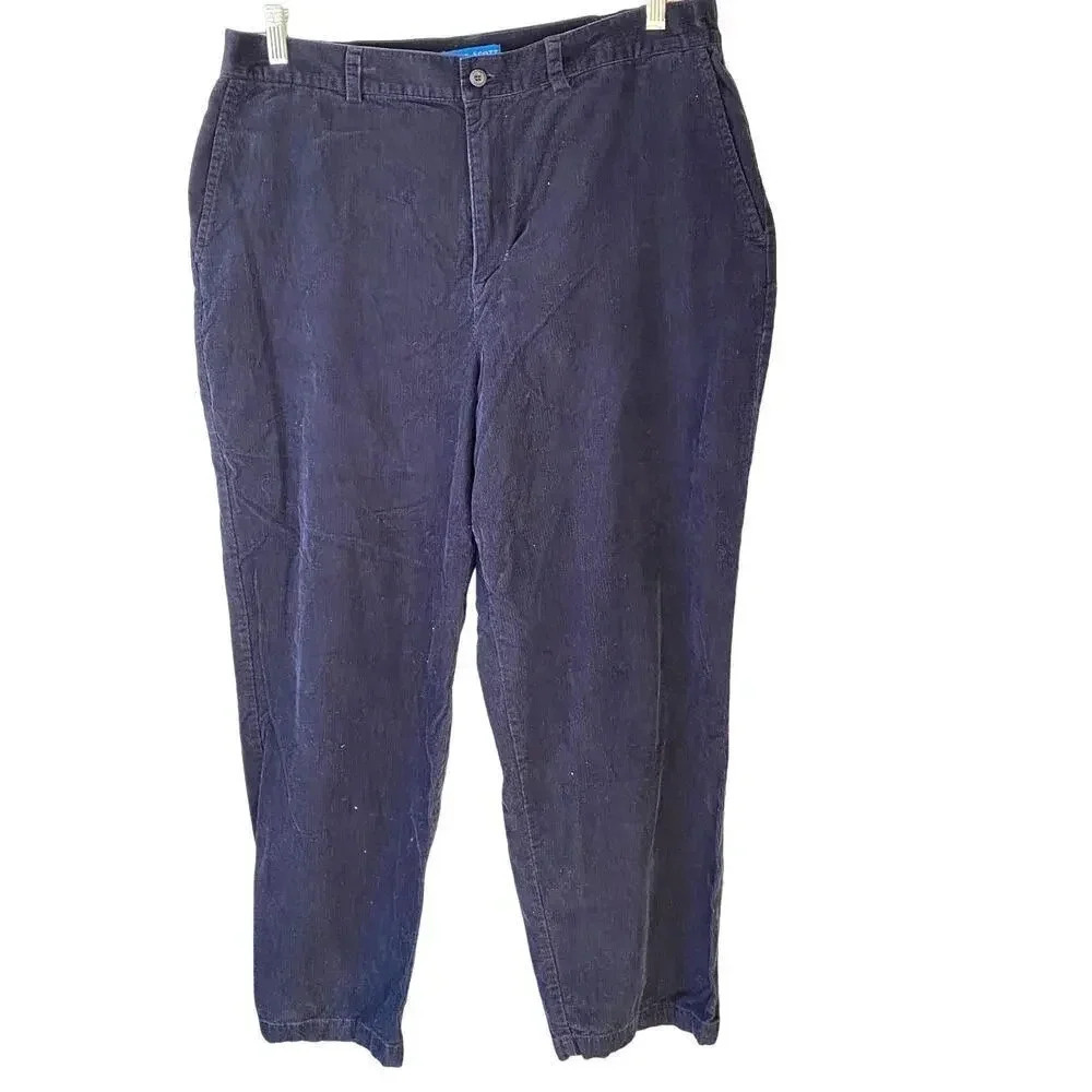 Karen Scott Cotton Corduroy Cozy Casual Dark Blue Pants Women Plus Size 18 Pocke